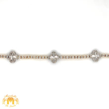 Load image into Gallery viewer, Tennis Gold Flower Bracelet with Round Diamonds