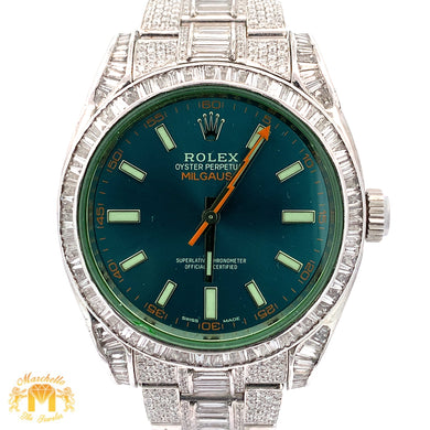 Iced out 40mm Rolex Diamond Watch with Stainless Steel Oyster Bracelet
