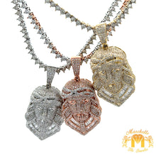 Load image into Gallery viewer, 3D Gold and Diamond Jesus Head Pendant and Gold and Diamond Tennis Chain (choose your color)