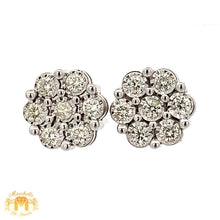 Load image into Gallery viewer, 14k Gold Flower Shaped Diamond Extra Large Earrings with Round Diamonds (choose your color)