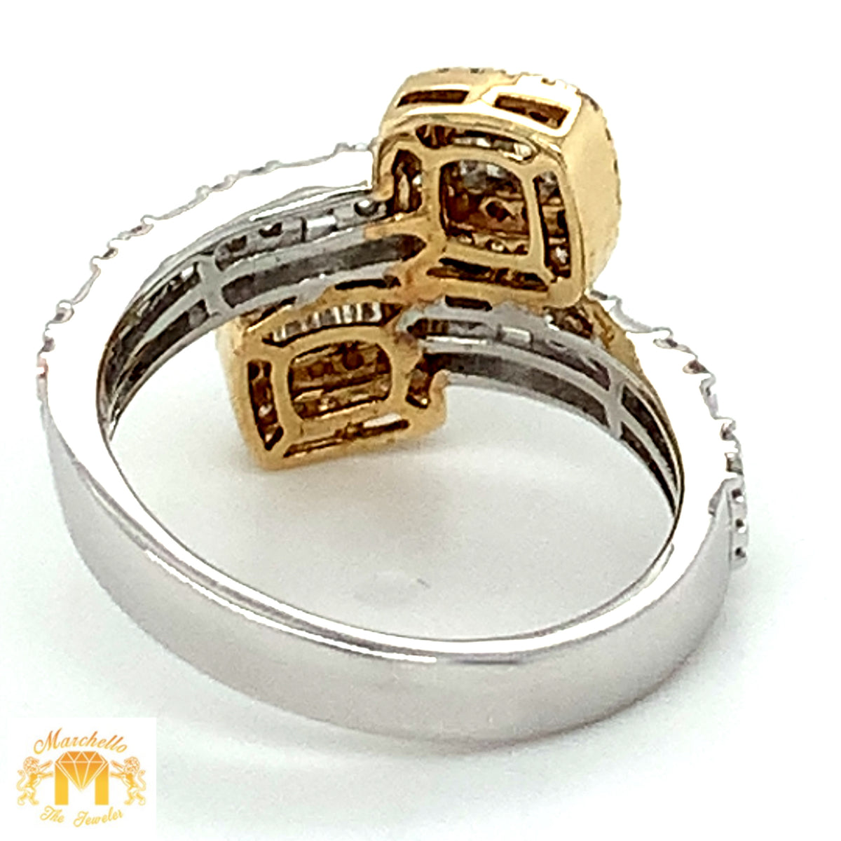 Two Square Ring Two-tone Gold and Diamond Twin Squares Ladies` Ring(choose a color) – MTJ