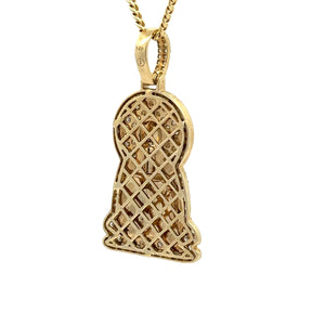 14k yellow gold and diamond Buddha Pendant and Yellow Gold Cuban Chain