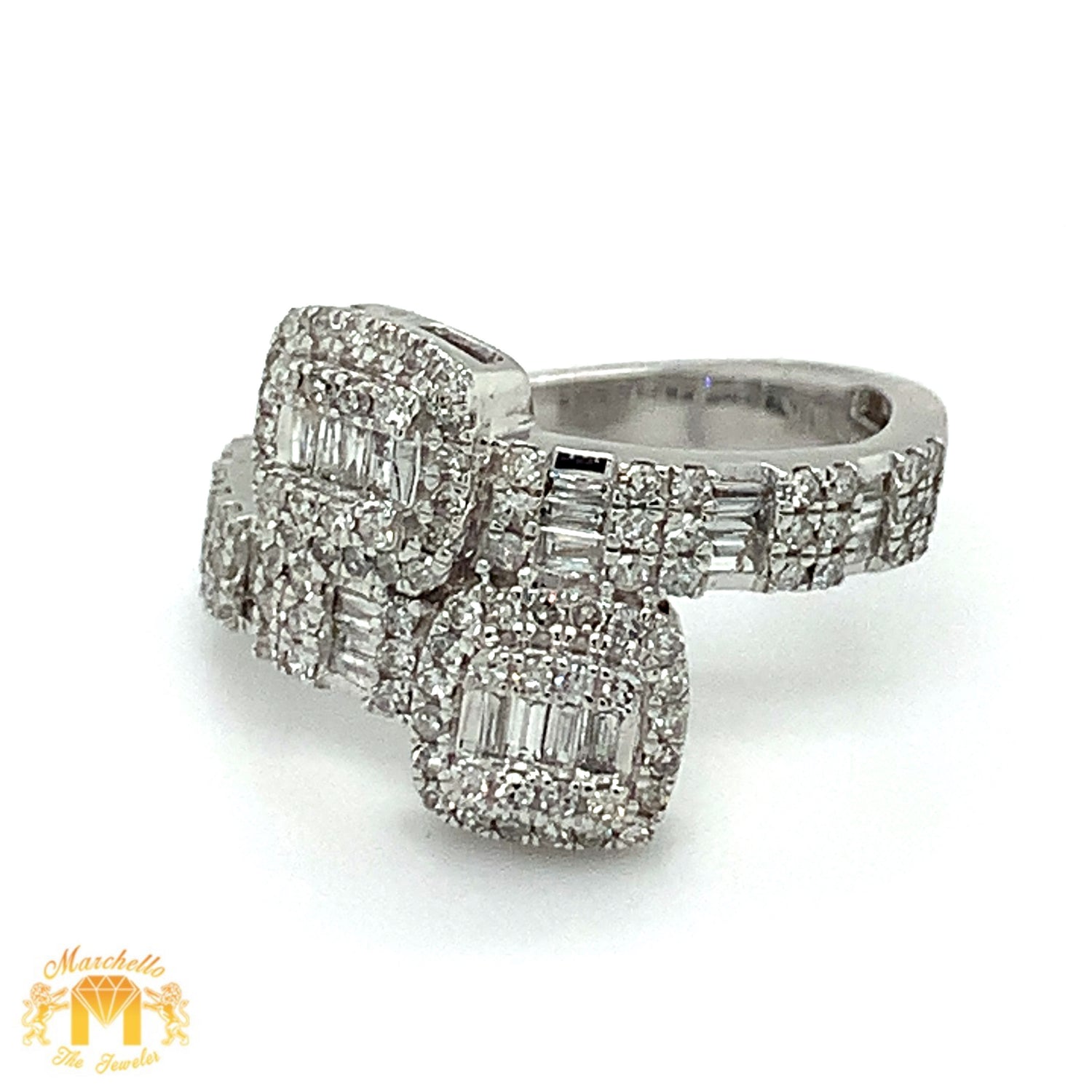 Gold and Diamond  Twin Squares Ladies` Ring(choose a color)
