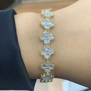 Gold and Diamond Flower Shaped Bracelet (choose your color)