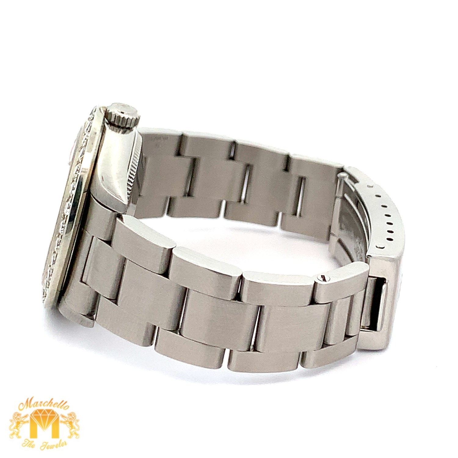 31mm Rolex Watch with Stainless Steel Oyster Bracelet (custom diamond dial and bezel)