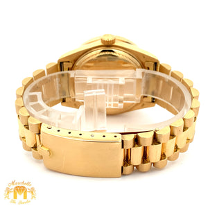 36mm 18k gold Rolex Presidential Watch (diamond bezel and dial, quick-set)
