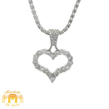 Load image into Gallery viewer, 14k white gold and diamond Heart Pendant and 14k white gold Ice Link chain