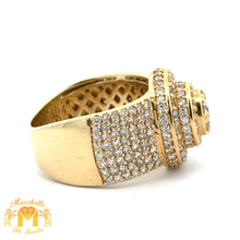 Load image into Gallery viewer, 3.28ct diamonds 14k Yellow Gold Cake Men`s Ring with Round Diamonds