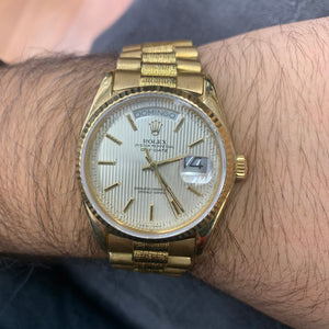 36mm 18k Gold Rolex Presidential Watch (tuxedo dial, quick set)