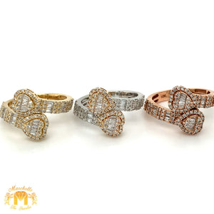 Gold and Diamond Twin Heart Ladies` Ring (choose a color )