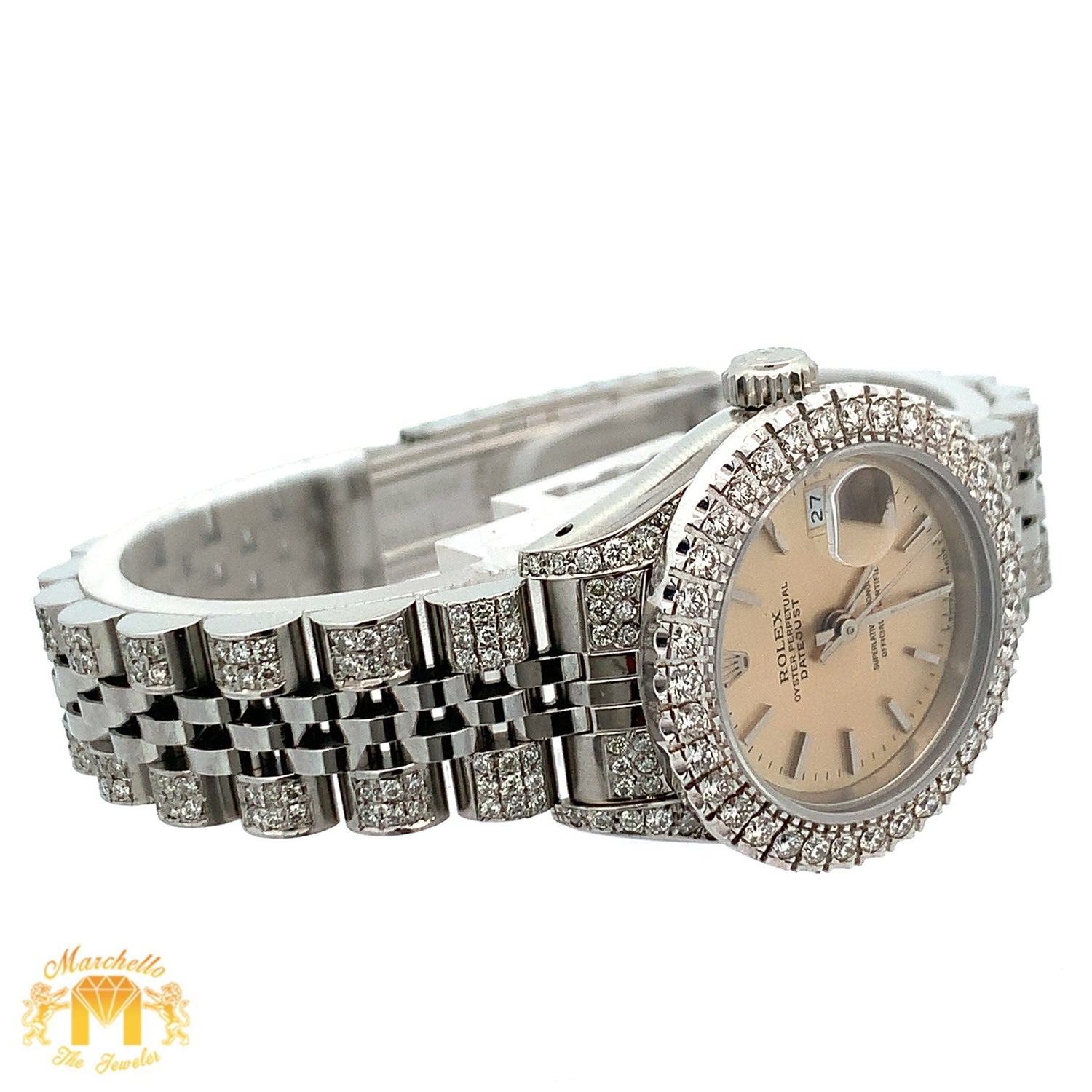 26mm Ladies`Rolex Datejust Watch with Stainless Steel Jubilee Diamond Bracelet