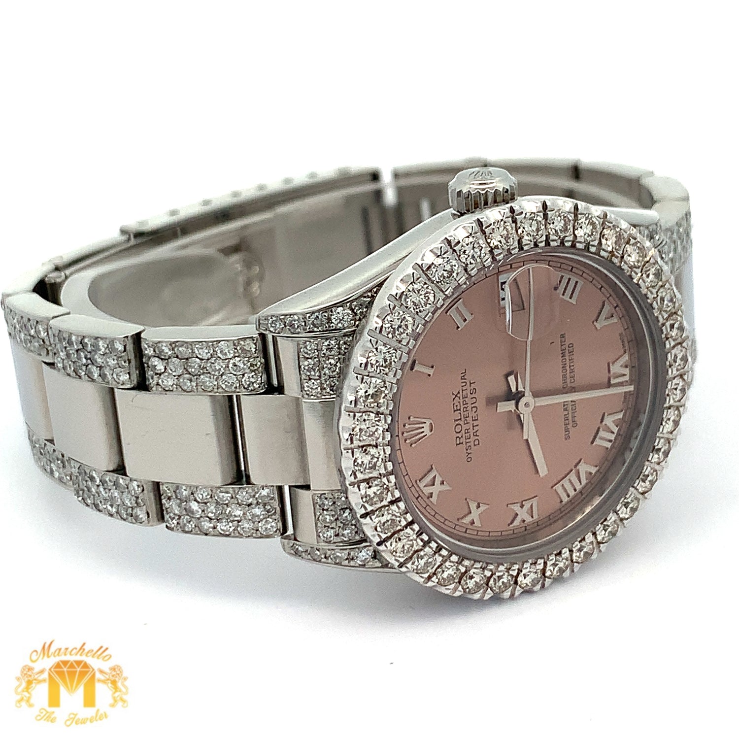 31mm Rolex Watch with Stainless Steel Oyster Diamond Bracelet (factory Roman dial and diamond bezel)