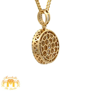 14k Yellow Gold and Diamond Round shaped Pendant