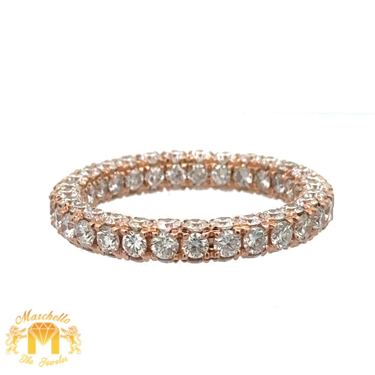 3.86ct Diamonds 18k Gold Eternity Iced out Band with Round Diamonds (choose your color)