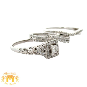 14k white gold and diamond 3-piece Ladies Ring Set