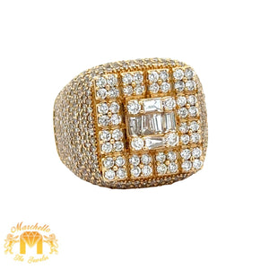 4.21ct diamonds 14k Yellow Gold Men`s Ring with Round and Baguette Diamonds