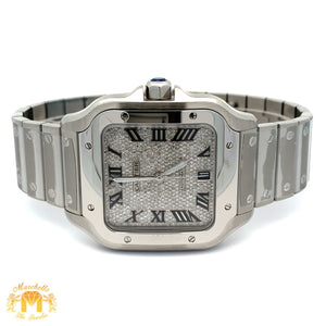 40mm Santos De Cartier Watch with Stainless Steel Bracelet (Diamond Dial)(Model number: WSSA0030 )