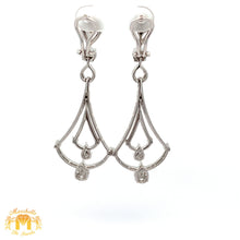 Load image into Gallery viewer, VVS/vs high clarity diamonds set in a 18k White Gold Dangling Diamond Earrings