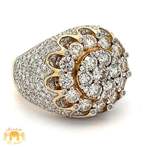 5.30ct Diamond 10k Yellow Gold Flower Shape Ring with Round Diamonds