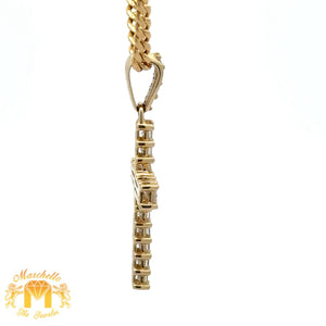 14k Gold and Diamond Cross Pendant and Gold Cuban Link Chain Set (choose your color)