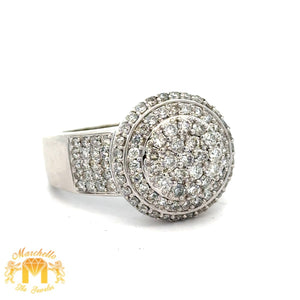 White Gold and Diamond Round Shape Men`s Ring