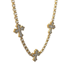 Load image into Gallery viewer, 5.38ct Diamond and Gold Cross Necklace with Round Diamonds (choose your color)