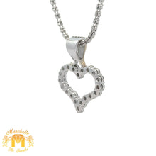 Load image into Gallery viewer, 14k white gold and diamond Heart Pendant and 14k white gold Ice Link chain