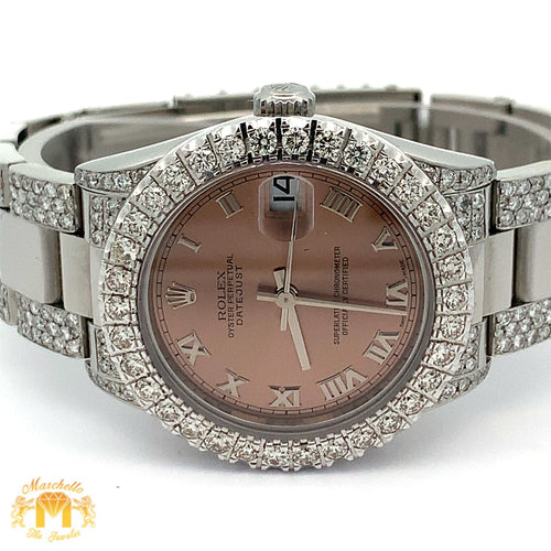 31mm Rolex Watch with Stainless Steel Oyster Diamond Bracelet (factory Roman dial and diamond bezel)