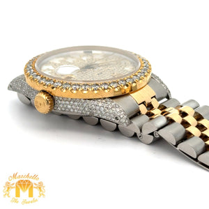 36mm Rolex Diamond Watch with Two-Tone Jubilee Bracelet (custom diamond dial, custom diamond bezel)