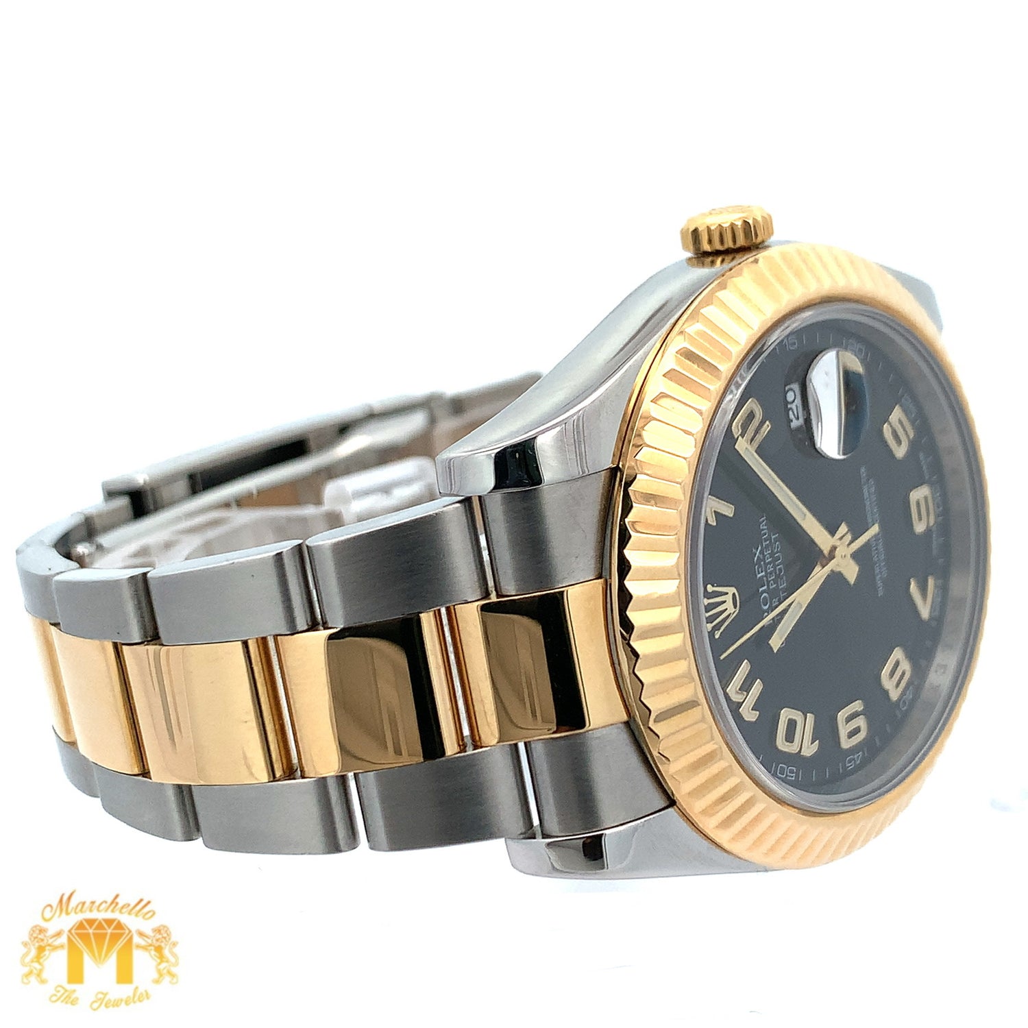41mm Rolex Watch with Two-Tone Oyster Bracelet (fluted bezel, black dial)