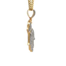 Load image into Gallery viewer, 14k yellow gold and diamond Hamsa Pendant and Yellow Gold Cuban Chain