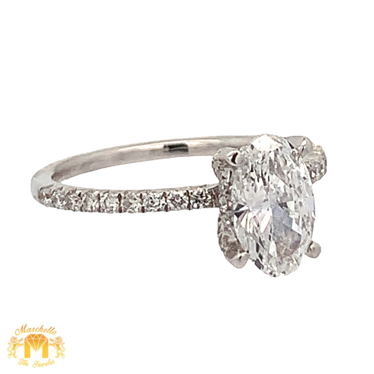 14k White Gold and GIA Internally Flawless E color Diamonds Engagement Ring