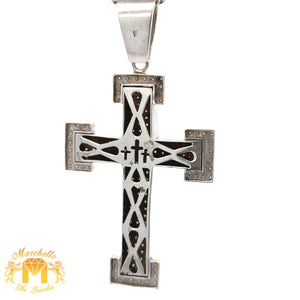 14k White Gold and Diamond XL Cross Pendant