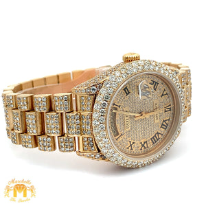 Iced out 36mm Rolex Presidential Watch (diamond dial with Roman numerals)