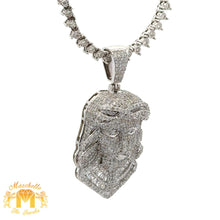 Load image into Gallery viewer, 3D Gold and Diamond Jesus Head Pendant and Gold and Diamond Tennis Chain (choose your color)