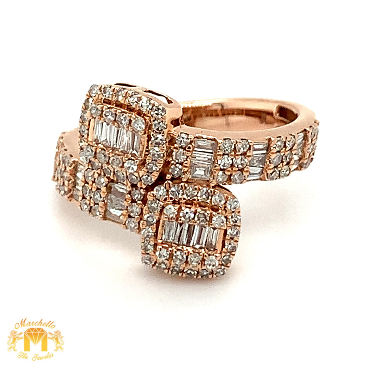 Two Square Ring Gold and Diamond Twin Squares Ladies` Ring(choose a color) – MTJ
