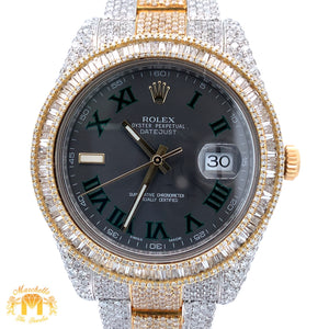 Iced out 41mm Rolex Diamond Watch with Two-Tone Oyster Bracelet