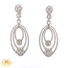 Load image into Gallery viewer, VVS/vs high clarity diamonds set in a 18k White Gold Dangling Oval Shape Diamond Earrings