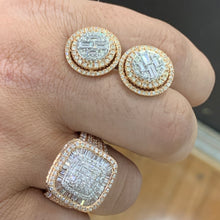 Load image into Gallery viewer, 5 piece deal: 41ct Diamonds and Rose &amp; White gold 272 grams Miami Cuban Chain + 14k Two-Tone gold Twin Square Cuff Diamond Bracelet + 18k Two-Tone Gold and Diamond Round Earrings + 14k Gold &amp; Diamond Square shaped Ring Set + Gift from Marchello