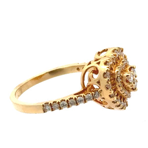 14k Yellow Gold and Diamond Heart RIng with Round Diamonds