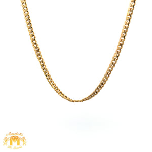 Gold and Baguette&Round Diamond Heart Shaped Pendant and Gold Cuban Link Chain (choose your color))
