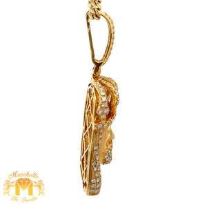 4.50ct Diamonds 14k Yellow Gold Jesus Head Pendant and Yellow Gold Cuban Link Chain