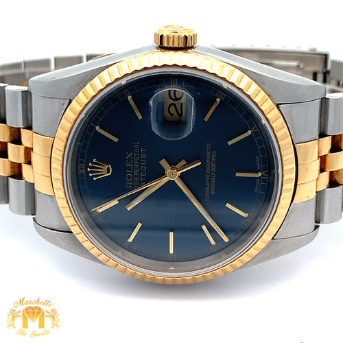 Full Factory Blue 36mm Rolex Watch with Two-tone Jubilee Bracelet (blue dial, quick-set)