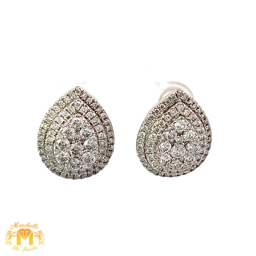 14k Gold Drop Round Diamond Earrings