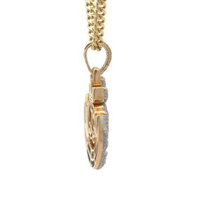 14k yellow gold and diamond Allah Pendant and Yellow Gold Cuban Chain