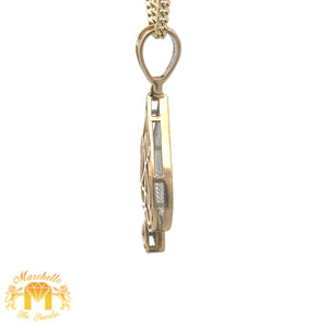 Yellow Gold and Diamond Ace of Spades Pendant and Yellow Gold Cuban Chain