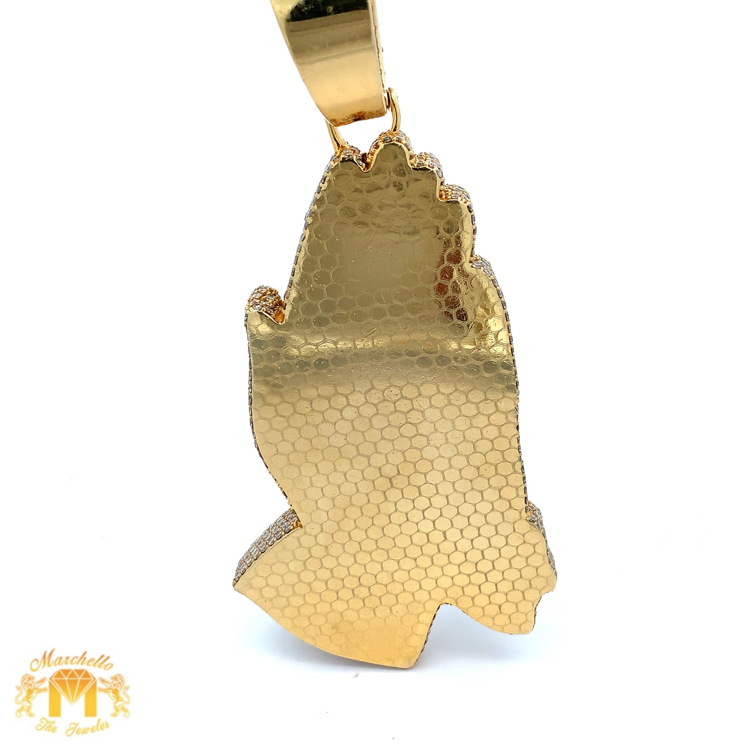50ct Diamonds Yellow Gold Praying Hand Pendant