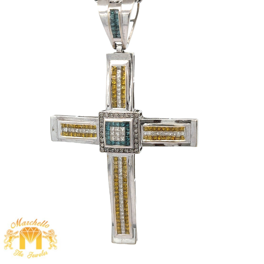 5.80ct diamonds 14k white gold Cross Pendant