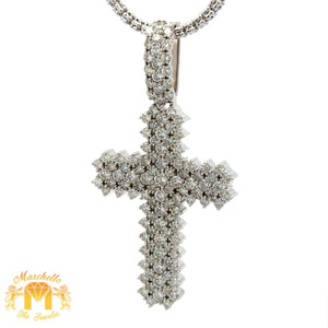 9.98ct Diamonds 14k Gold Extra Large Cross with Round Diamonds and 3mm Ice Link Chain Set(choose your color)