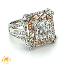 Load image into Gallery viewer, VVS/vs high clarity Diamonds set in a 18k Two-tone Gold Ring with square shaped Baguette and Round Diamonds